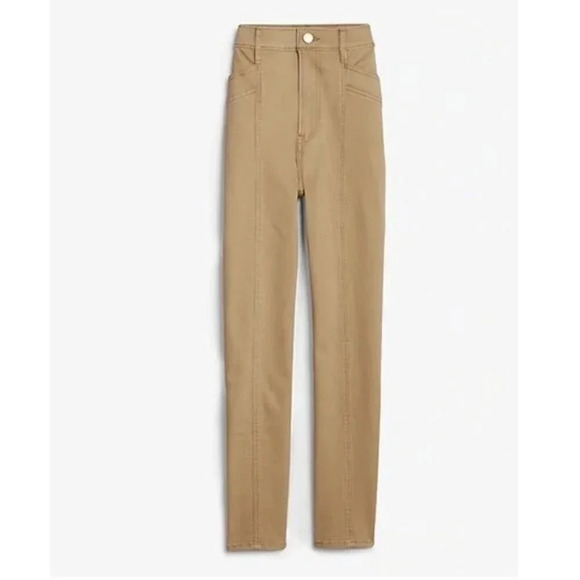 Express Khaki High Rise Straight Leg Pants - Picture 1 of 4
